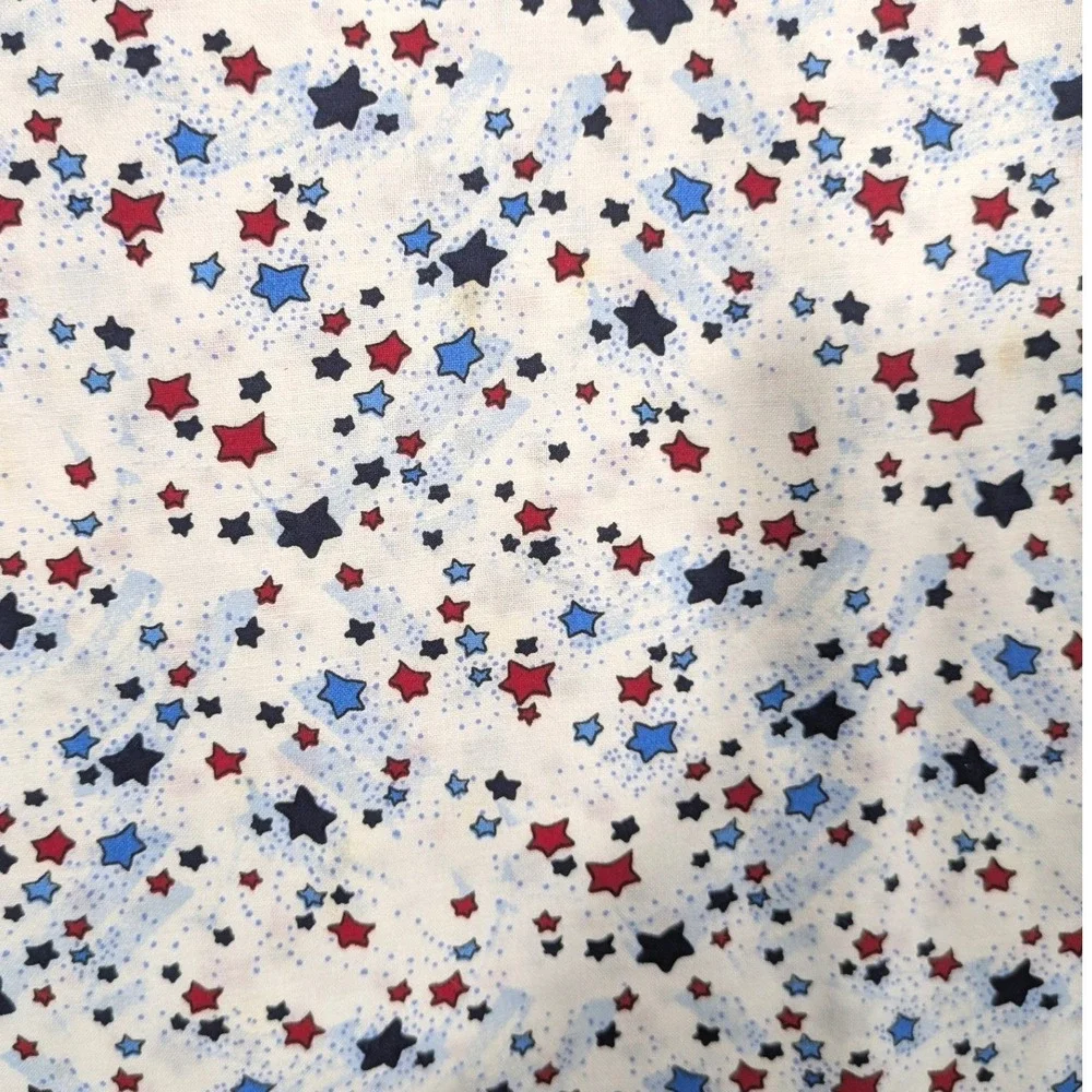 Patriotic Red White Blue Star Print Cotton Americana Fabric 44